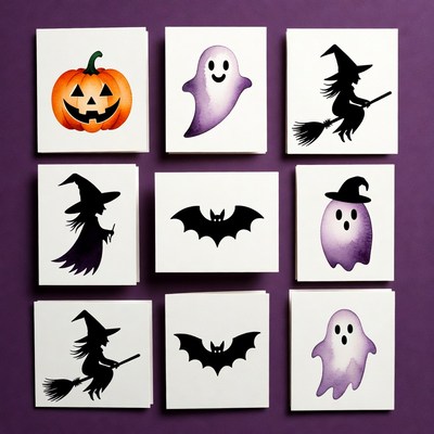 Halloween Clipart Stickers Grid
