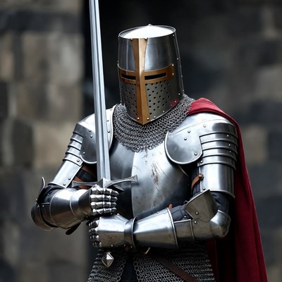 Medieval knight holding sword