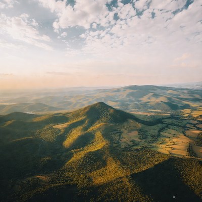 Aerial View of Rolling Green Hills