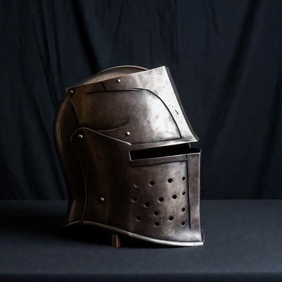 Medieval Knight Helmet on Stand