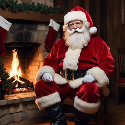 Santa Claus by Fireplace