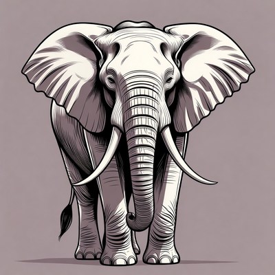 Elephant illustration on gray background