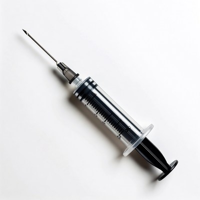 Syringe with Needle on White