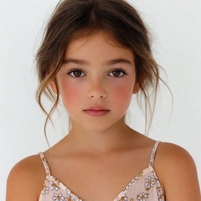 Young girl in daisy dress portrait