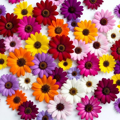 Colorful Gerber Daisies on White Background