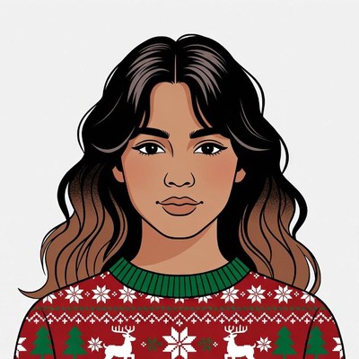 Woman in red Christmas sweater