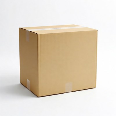 Cardboard box on white background