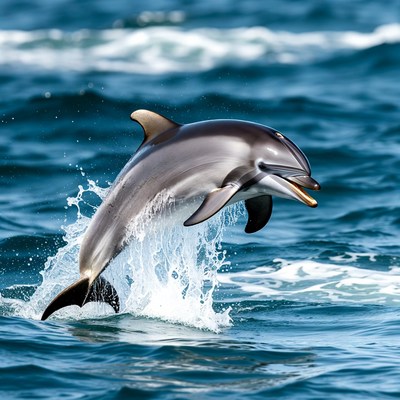 Dolphin jumping from ocean waves
