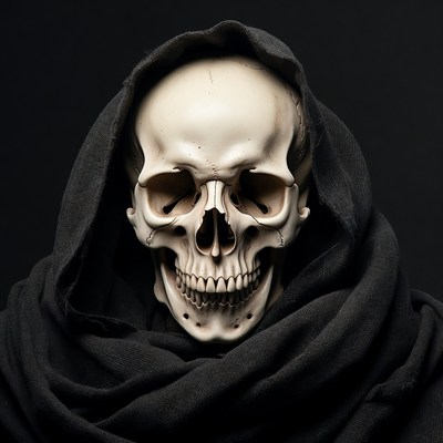 Skull in Black Hood