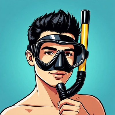 Man with snorkel mask and gear