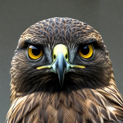 Close-up of hawk with yellow eyes