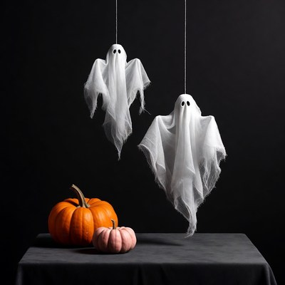 Hanging Ghosts with Pumpkins