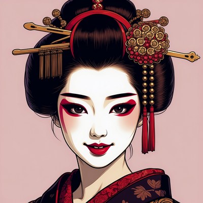 Japanese woman in geisha hairstyle