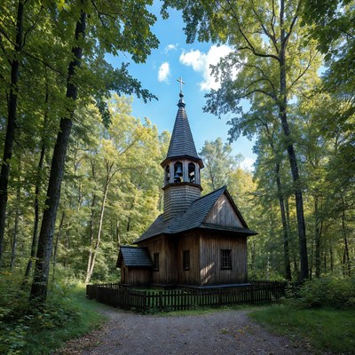 Wooden Church in Forest