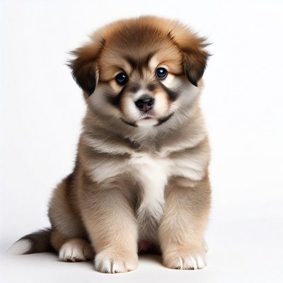 Fluffy Husky Puppy on White Background