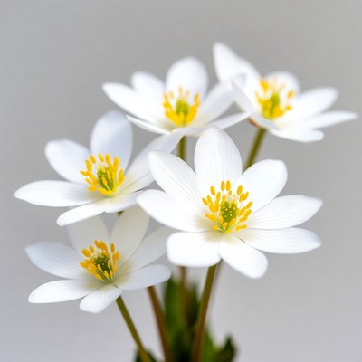 Cluster of White Anemone Flowers