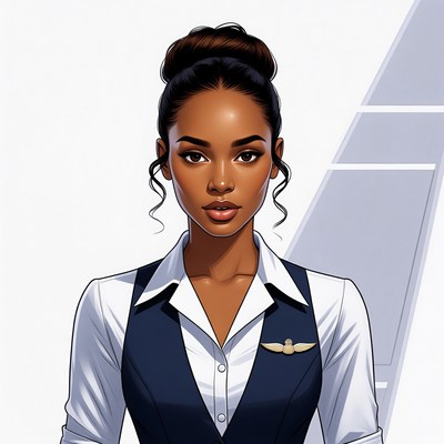 African-American woman flight attendant