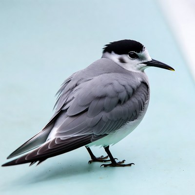 Black-naped tern standing on blue surface
