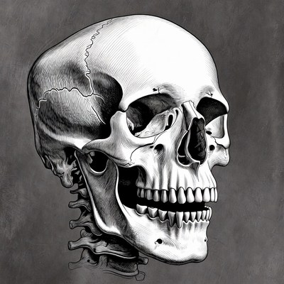 Detailed Human Skull Illustration