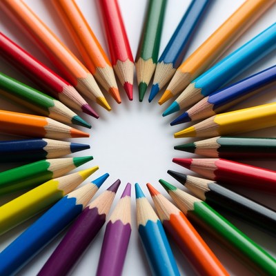 Colorful Crayons Arranged in Circle