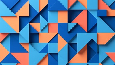 Blue Orange Geometric Triangle Pattern