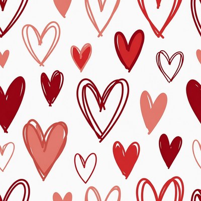 Hand-Drawn Pink Hearts Pattern