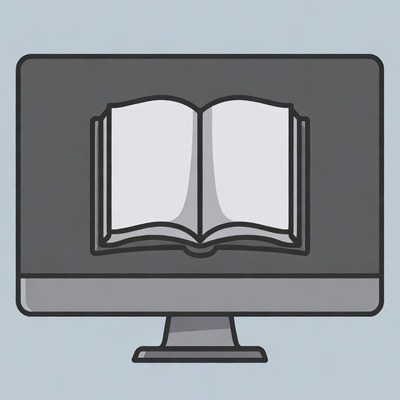 Open book on computer monitor