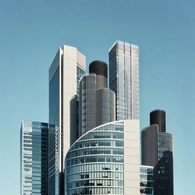 Modern Skyscrapers Against Blue Sky