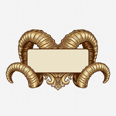 Golden Ram Horns Blank Banner