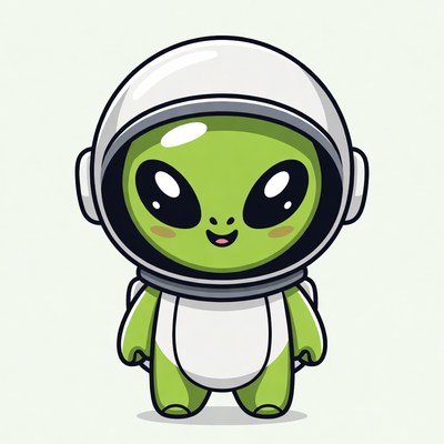 Cute green alien astronaut illustration