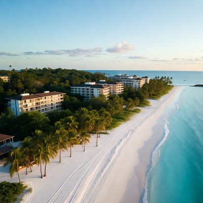 Aerial View Resort Beach Palm Trees