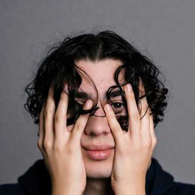 Man covering eyes with hands