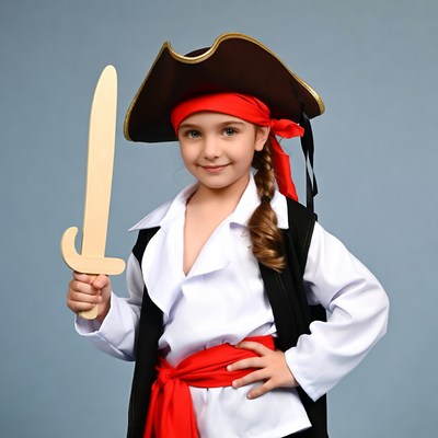 Girl in pirate costume with sword