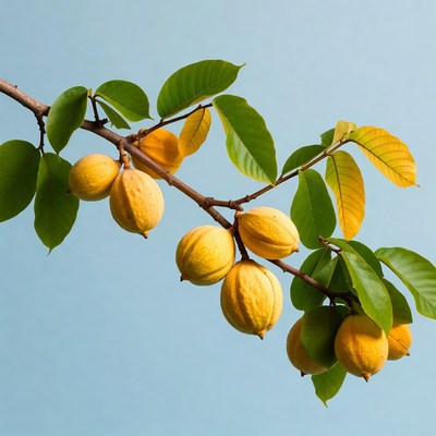 Ripe loquats on branch