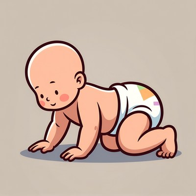 Baby crawling in diaper