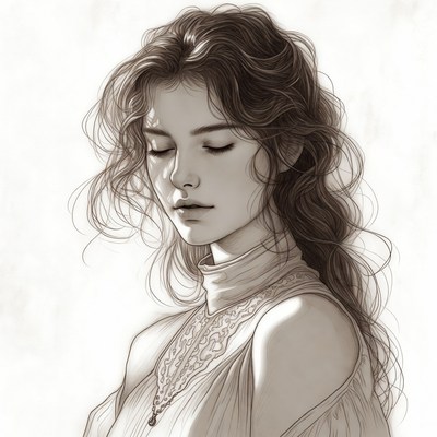 Beautiful woman with flowing brown hair