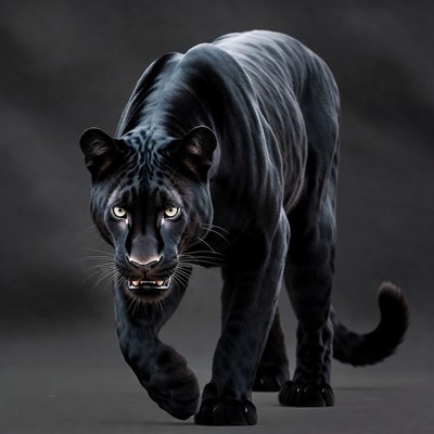 Black Panther Stalking Forward