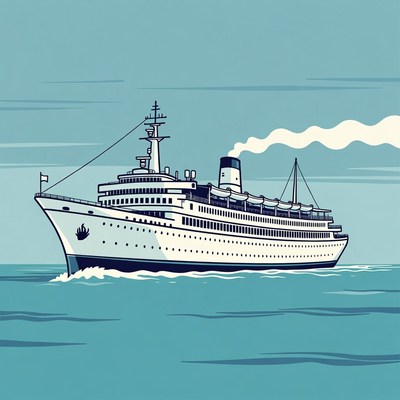 Cruise Ship Sailing Ocean