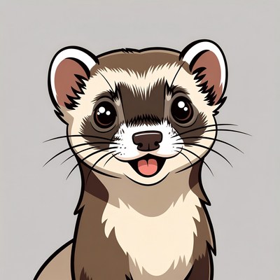 Cute cartoon ferret smiling