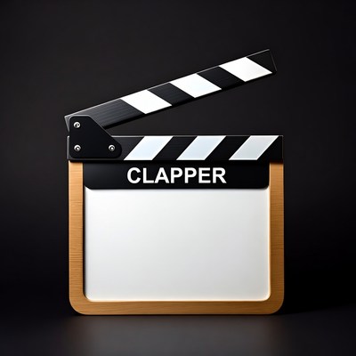 Open Movie Clapperboard on Black Background