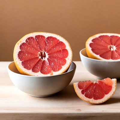Fresh Grapefruit Halves in Bowls