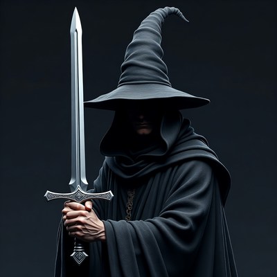 Wizard holding sword