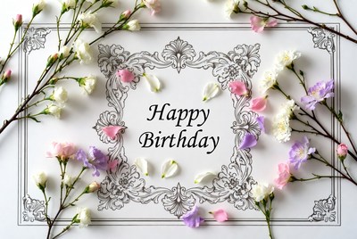 Happy Birthday Flowers Frame