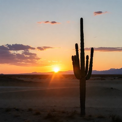 Saguaro Cactus at Sunset Silhouette