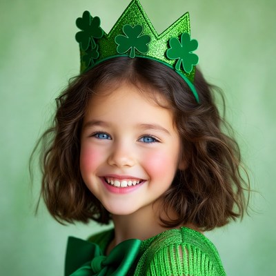 Girl wearing shamrock crown