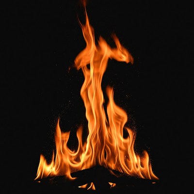 Burning Fire Cross on Black Background