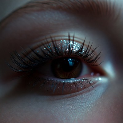Closeup of woman's glittery eye