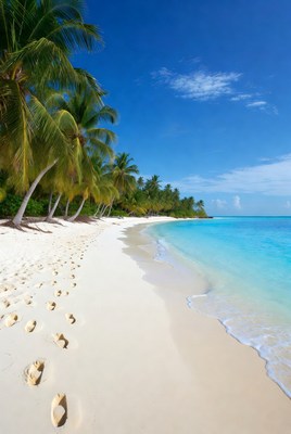 Footprints on tropical beach