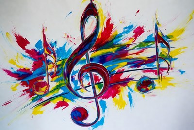 Colorful Abstract Music Notes Splatter