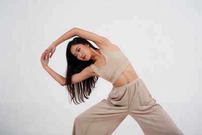 Asian woman doing yoga pose